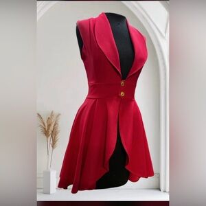 Elegant Red Sleeveless blazer